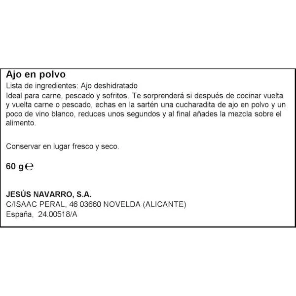 Ajo En Polvo CARMENCITA 60g. - Imagen 2