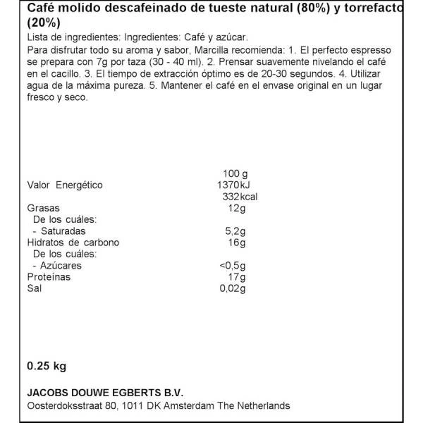 Café Molido Descafeinado Crème Express MARCILLA 250g. - Imagen 2