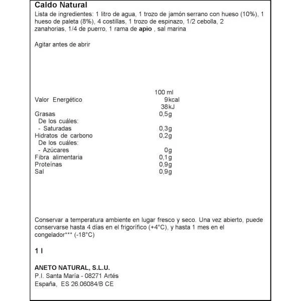 Caldo Natural De Jamón ANETO 1l. - Imagen 2