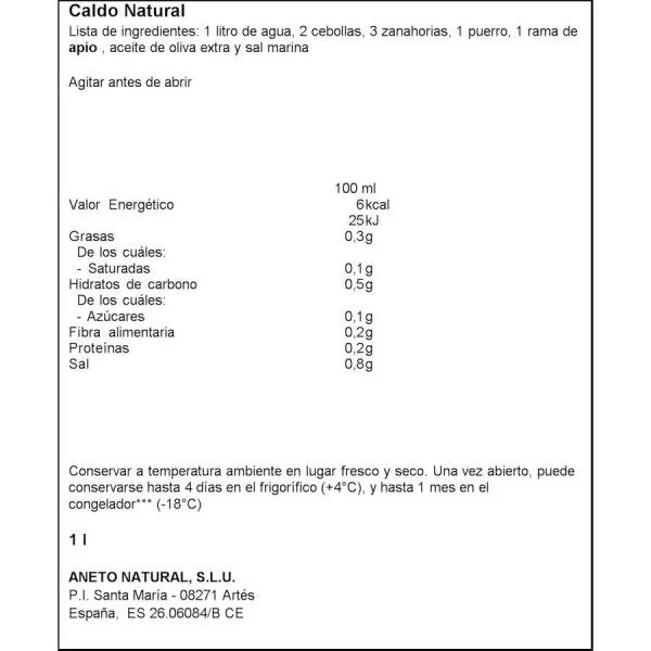 Caldo Natural De Verduras ANETO 1l. - Imagen 2