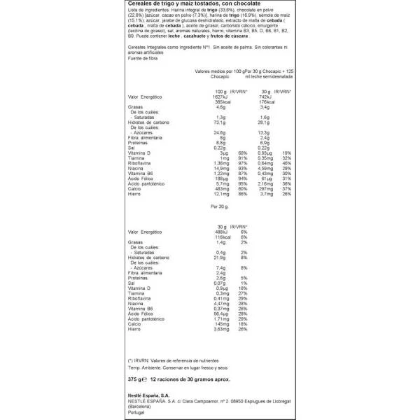 Nestlé® CHOCAPIC Cereales Integrales Con Chocolate NESTLÉ 375g. - Imagen 3