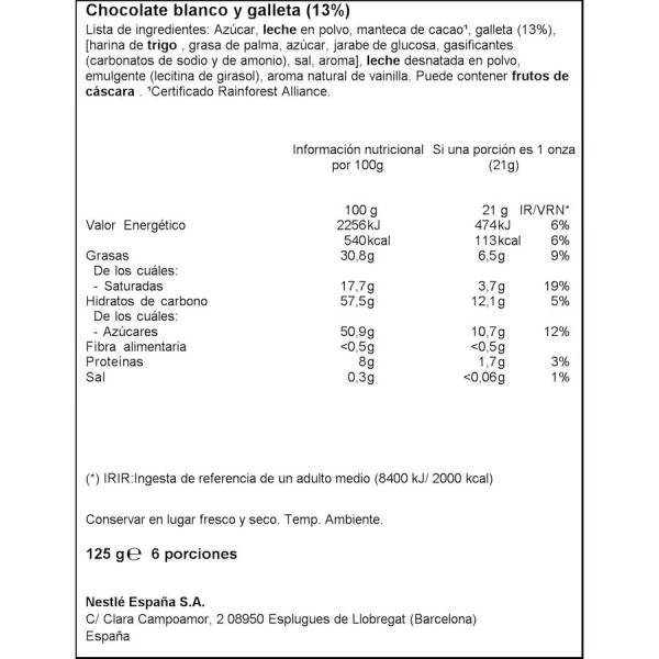 Nestlé® Chocolate Blanco Jungly NESTLÉ 125g. - Imagen 2