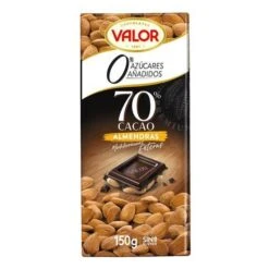 Chocolate Negro 70% Con Almendras Sin AzĂșcar Añadido VALOR 150g.
