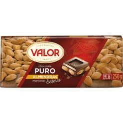 Chocolate Puro Con Almendras Enteras VALOR 250g.