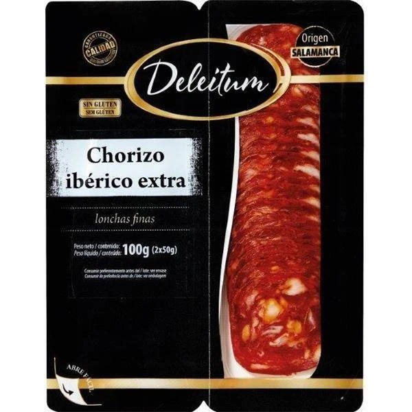 Chorizo Ibérico Extra Loncheado DELEITUM 2x50g.
