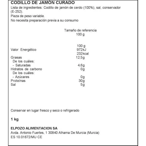 Codillo De Jam贸n Curado Precortado EL POZO - Imagen 2