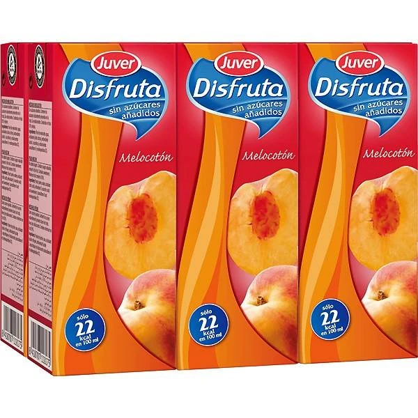DISFRUTA Néctar De Melocotón Sin Azúcar Añadido JUVER 6x200ml.