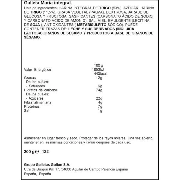 GALLETAS INTEGRALES MARÍA "SPAR" (800 G) - Imagen 2