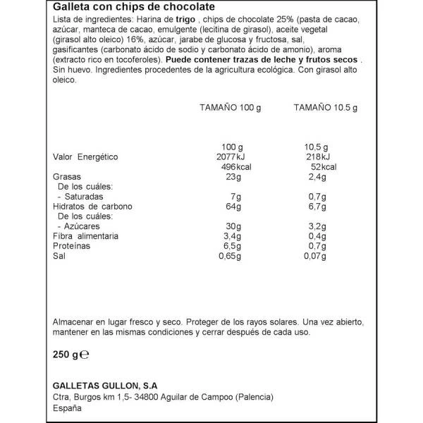 Galletas Choco Chips BIO GULLÓN 250g. - Imagen 2