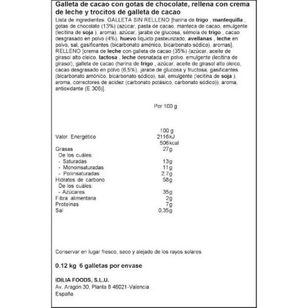 Galletas Cookies&Cream NOCILLA 120 Gr. - Imagen 2