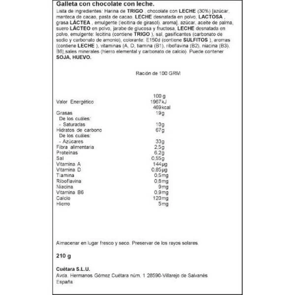 Galletas TostaRica Choco CUÉTARA 210g. - Imagen 2