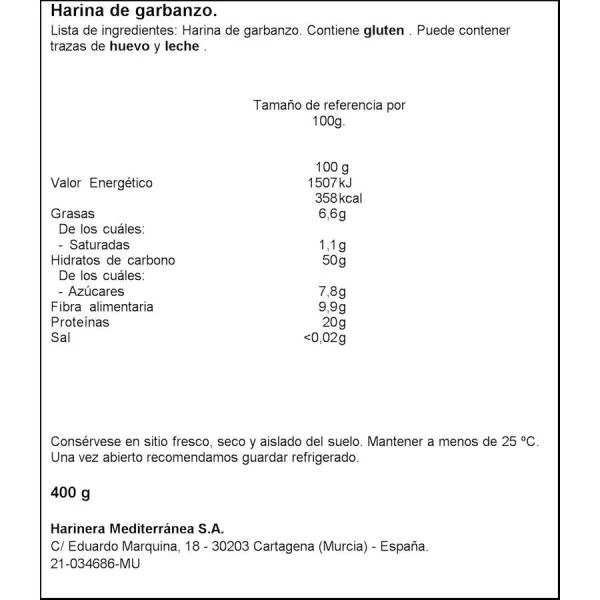 Harina De Garbanzo HARIMSA 400g. - Imagen 2