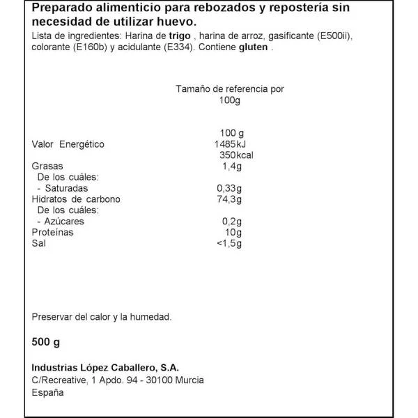 Harina Para Rebozar Sin Huevo YOLANDA 500g. - Imagen 2
