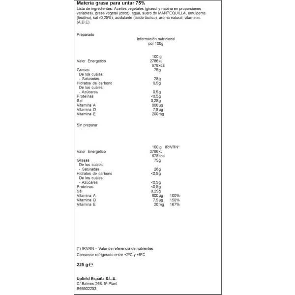 Margarina Original TULIPÁN 225g. - Imagen 2