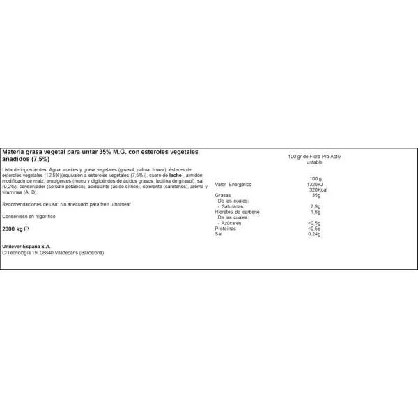 Margarina ProActiv FLORA 225g. - Imagen 2