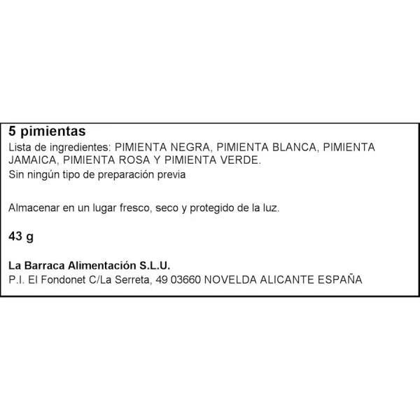 Molinillo 5 Pimientas En Grano Spar 43g. - Imagen 2