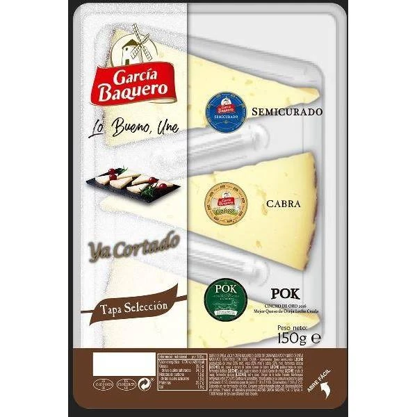Selección De Quesos Semicurado, Cabra Y Oveja Pok - Ya Cortado - GARCÍA BAQUERO 150g.