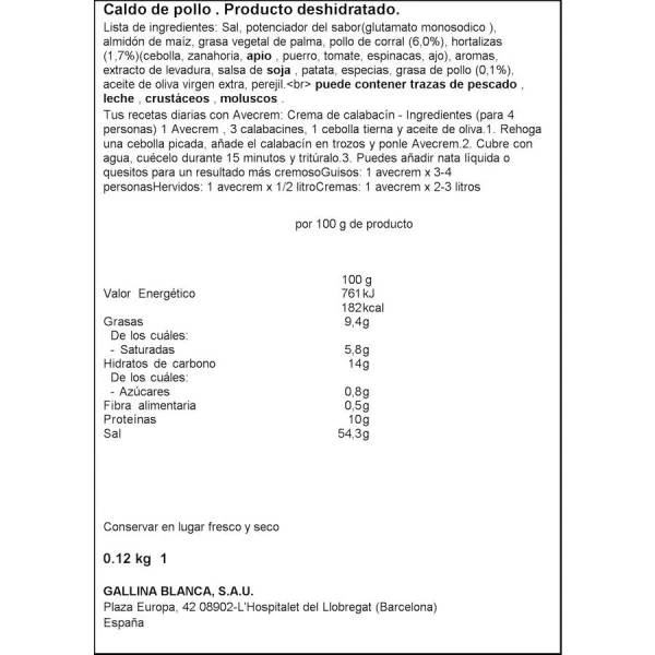 AVECREM Caldo De Pollo GALLINA BLANCA 12 Pastillas - Imagen 2
