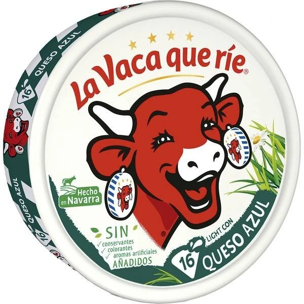 Queso Fundido Light Con Queso Azul En Porciones LA VACA QUE RIE 16 Uds. 250g.