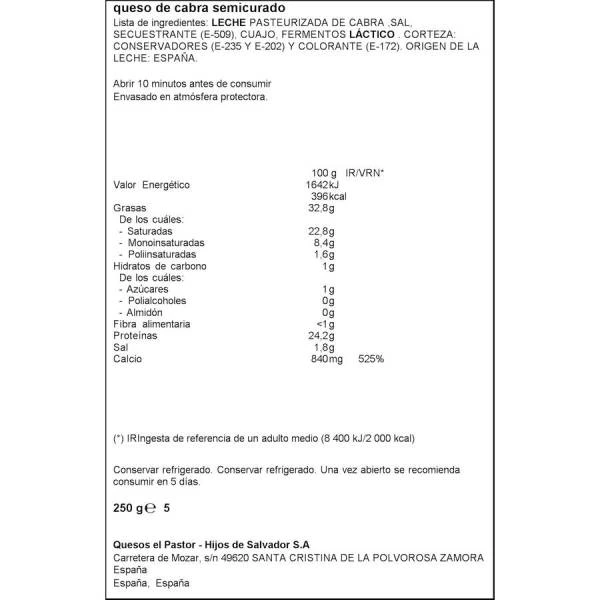 Queso De Cabra Semicurado Cortado SPAR 250g. - Imagen 2