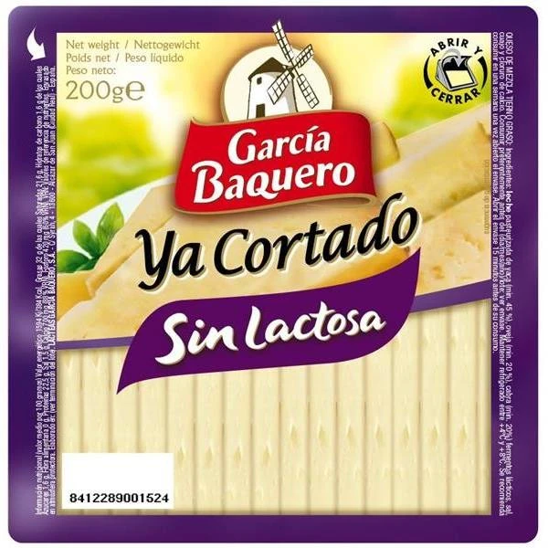 Queso Sin Lactosa Ya Cortado GARCIA BAQUERO 200g.