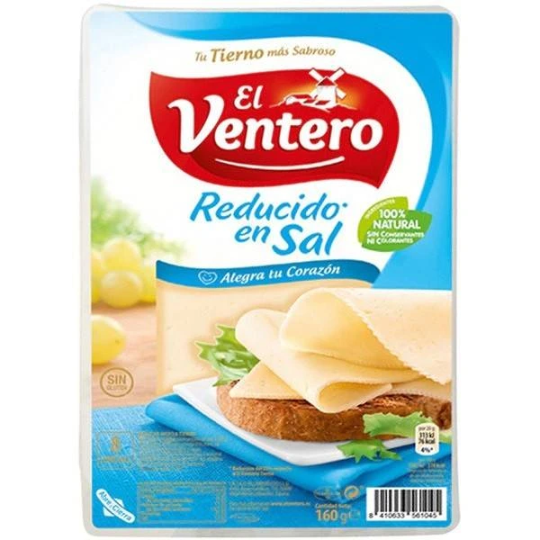 Queso Tierno Bajo En Sal En Lonchas EL VENTERO 160g.
