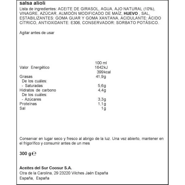Salsa Alioli Spar 300g. - Imagen 2