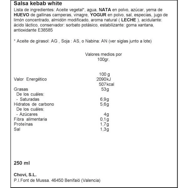 Salsa Kebab CHOVI 250ml. - Imagen 2
