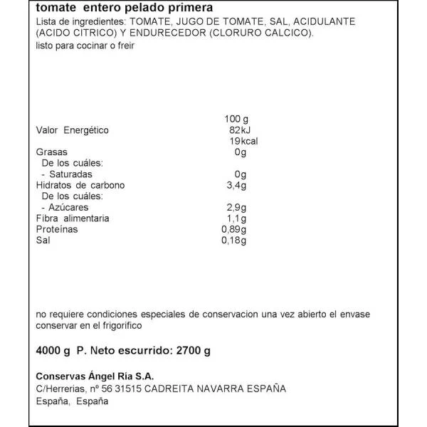 Tomate Entero Pelado VIVÓ CHEF 4kg. - Imagen 2
